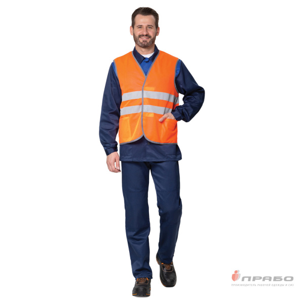 Жилет сигнальный "Спектр Лайт 1" оранжевый с застёжкой на контактной ленте