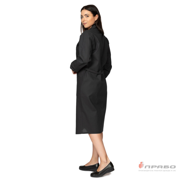 Халат рабочий женский "Эконом" чёрный с тремя карманами