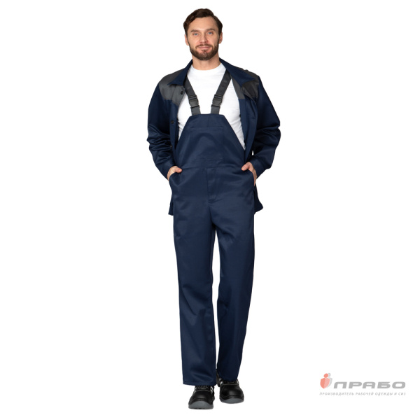 Костюм мужской "Стандарт 2" синий/серый (куртка и полукомбинезон)