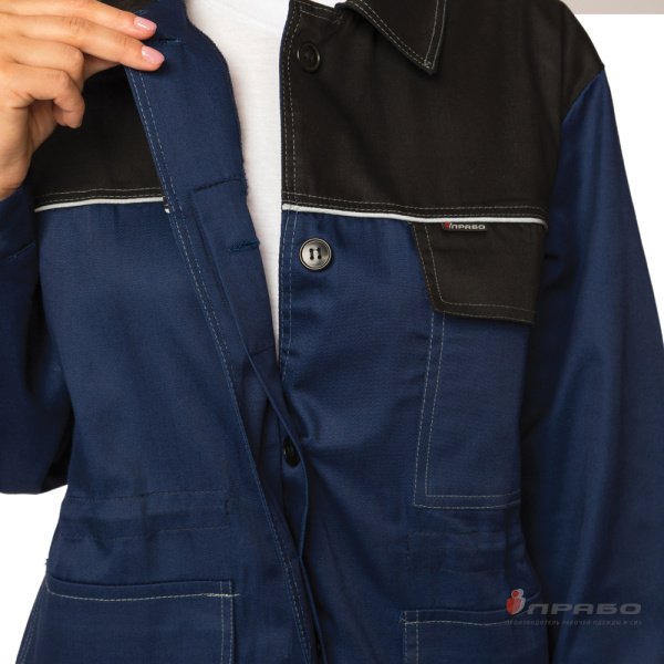 Костюм женский "Ударница Премиум" синий/чёрный