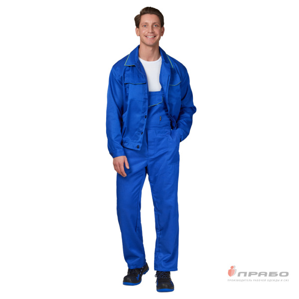 Костюм мужской "Докер" васильковый (куртка и полукомбинезон)