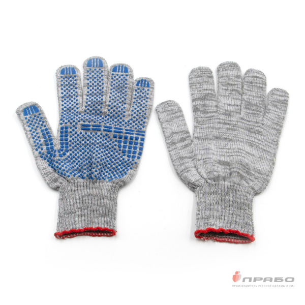 Перчатки х/б с ПВХ-покрытием "Точка" (10 класс) Люкс серый меланж