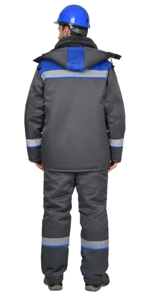 Костюм СИРИУС-РОСТ-АРКТИКА куртка, брюки, т.серый с васильковым и СОП 50 мм