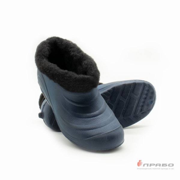 Галоши из ЭВА с меховой вставкой модель "114 У" тёмно-синие