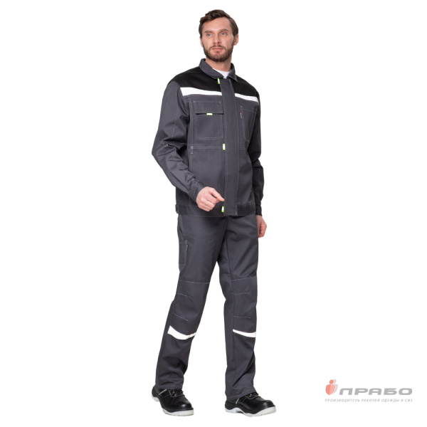 Костюм мужской "Профессионал 1" серый/чёрный (куртка и брюки)