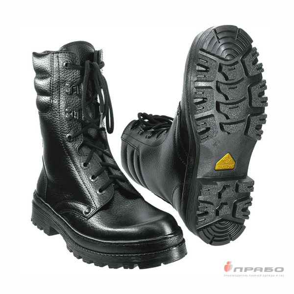 Ботинки хромовые "ОМОН Люкс" на подошве ТЭП с нескользящим протектором чёрные