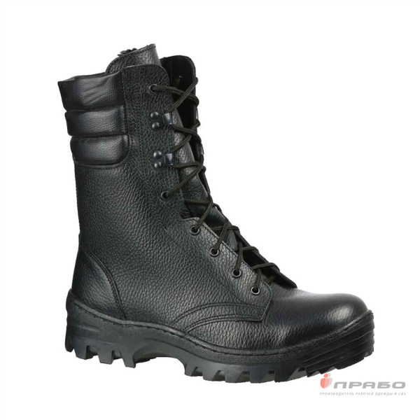 Ботинки хромовые "ОМОН Люкс" на подошве ТЭП чёрные (натуральный мех)