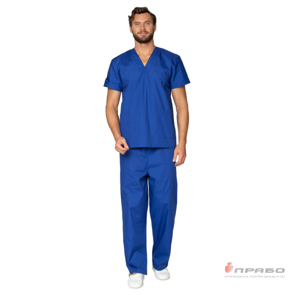 Костюм медицинский мужской "Хирург" синий (блузон и брюки)