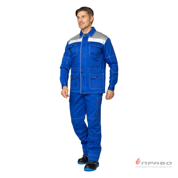 Куртка мужская летняя "Эко-Труд" василёк/светло-серый