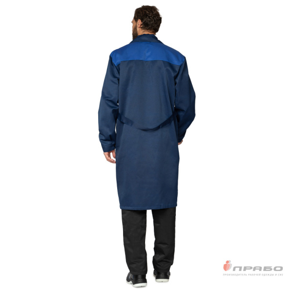 Халат рабочий мужской "Технолог" тёмно-синий/васильковый