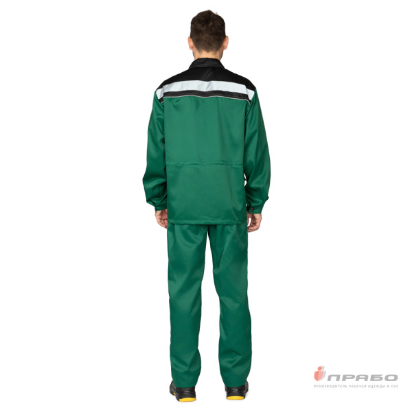 Костюм мужской "Ударник" тёмно-зелёный/чёрный (куртка и брюки)