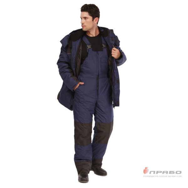 Костюм мужской утеплённый "Универсал" синий/чёрный со съёмной подстежкой