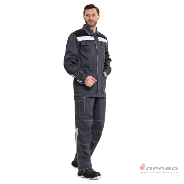 Куртка мужская летняя "Эко-Труд" тёмно-серый/чёрный/светло-серый