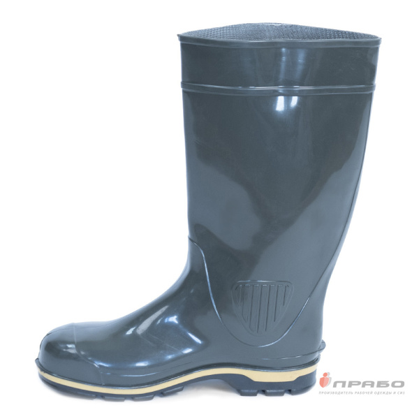 Сапоги высокие мужские ПВХ артикул ПС15с МП с трикотажным подкладом оливковый/жёлтый