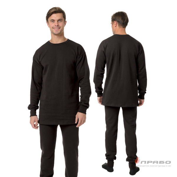 Белье утеплённое трикотажное чёрное, 200 г/м² (кальсоны)