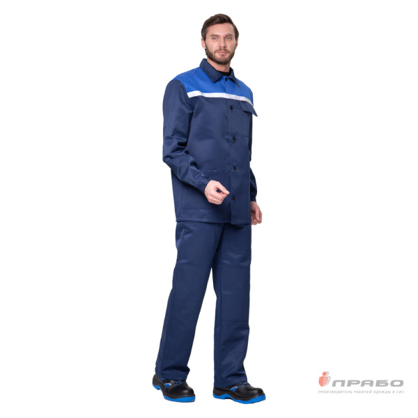 Костюм мужской "Стандарт Плюс СОП" тёмно-синий/василёк (куртка и брюки)
