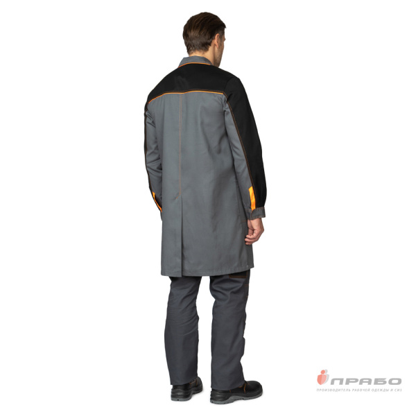 Халат мужской "Бренд" серый/чёрный