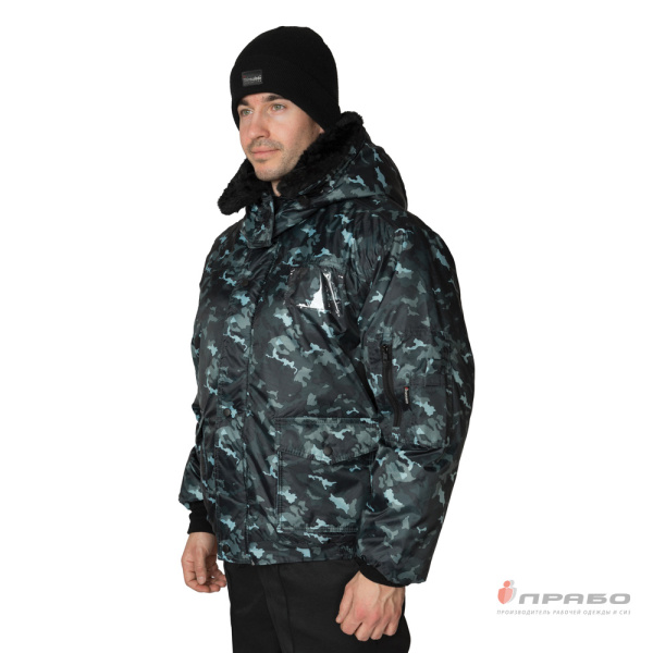 Куртка мужская утеплённая с капюшоном "Альфа" КМФ город серый