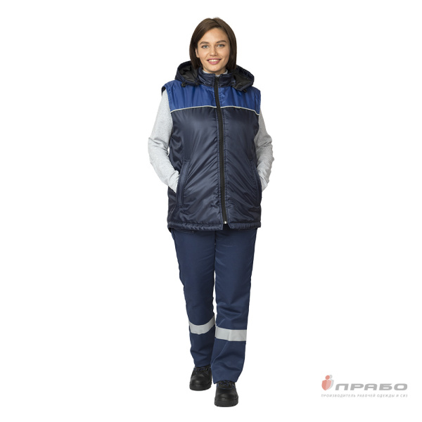 Жилет утеплённый "Сура" тёмно-синий/василёк/серебряный