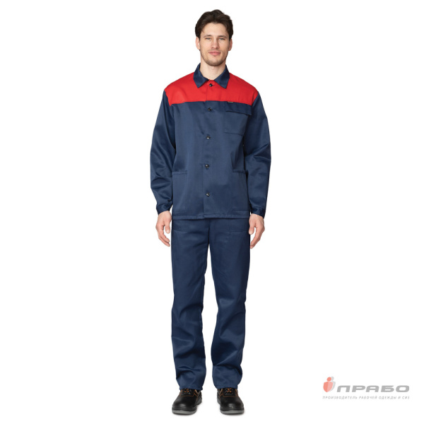Костюм мужской "Стандарт 1" синий/красный (куртка и брюки)