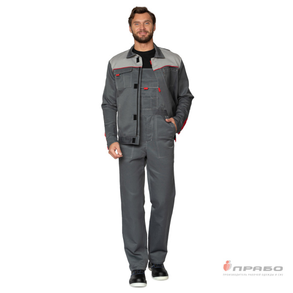 Костюм мужской "Фаворит" серый/серый (куртка и полукомбинезон)