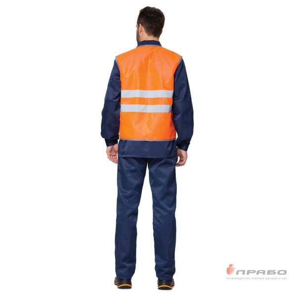 Жилет сигнальный "Спектр Лайт 1П" оранжевый на пуговицах для дорожных рабочих