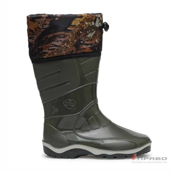 Сапоги женские ПВХ арт. 246 тёмно-зелёные (33 см с надставкой)