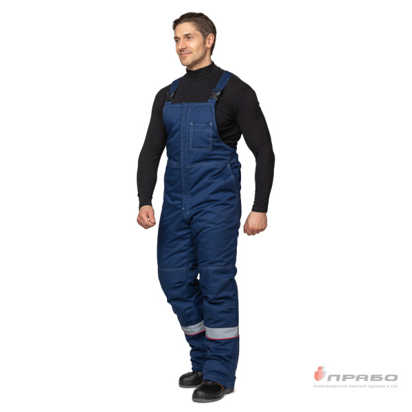 Костюм мужской утеплённый "Профессионал 2" тёмно-синий/красный (куртка и полукомбинезон)