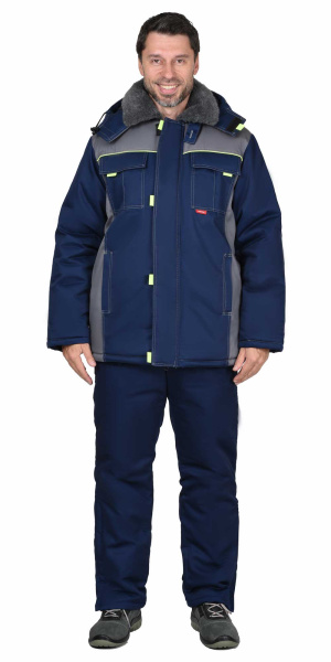 Костюм СИРИУС-ФАВОРИТ зимний: куртка, брюки т.синий со ср.серым