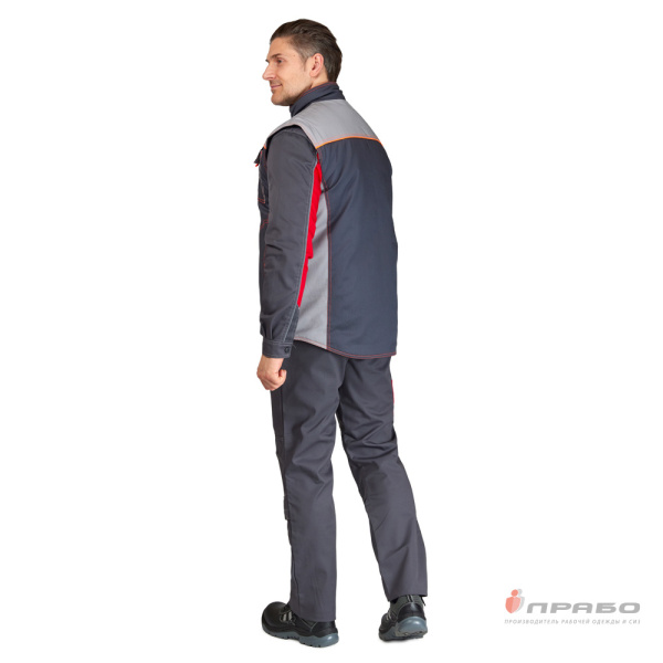 Жилет универсальный утеплённый "Бренд" тёмно-серый/светло-серый