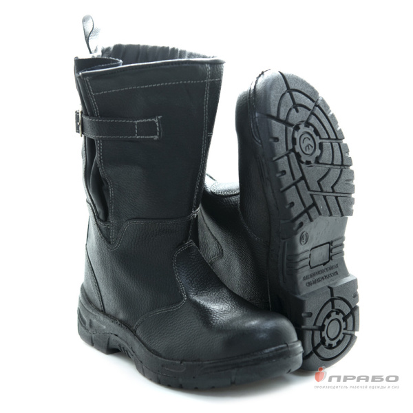 Сапоги кожаные "Олимп" с подошвой ПУ и МП чёрные