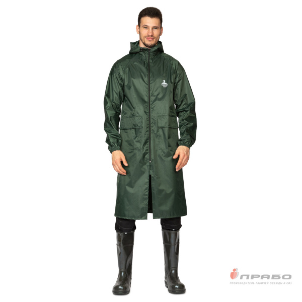 Плащ влагозащитный "Тайфун" нейлоновый с ПВХ-покрытием зелёный
