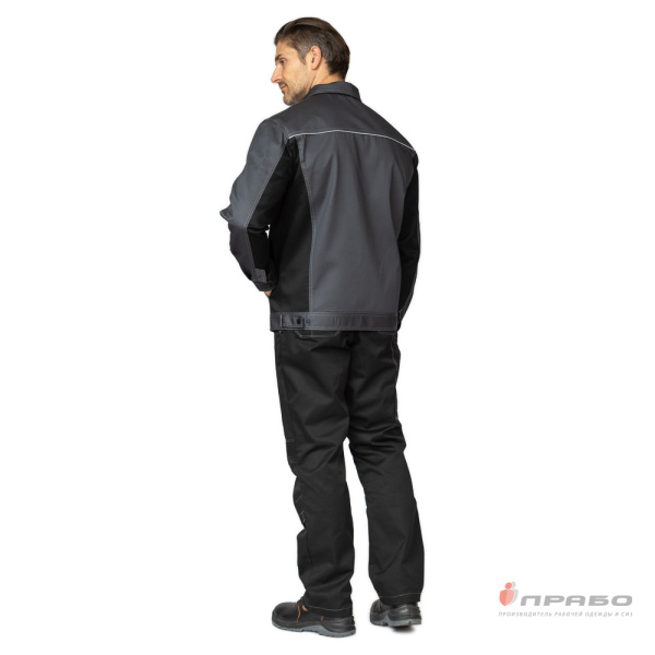 Куртка мужская летняя "Люкс" серый/чёрный/чёрный со светоотражающим кантом