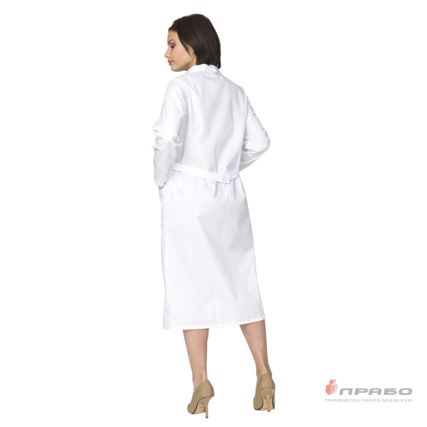 Халат медицинский женский "Лаура" белый/синий