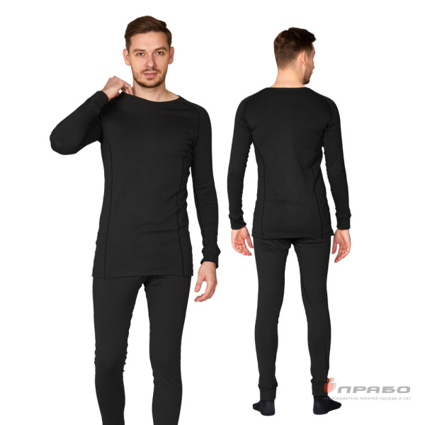 Термобельё мужское х/б однослойное чёрное (кальсоны), 270 г/м²