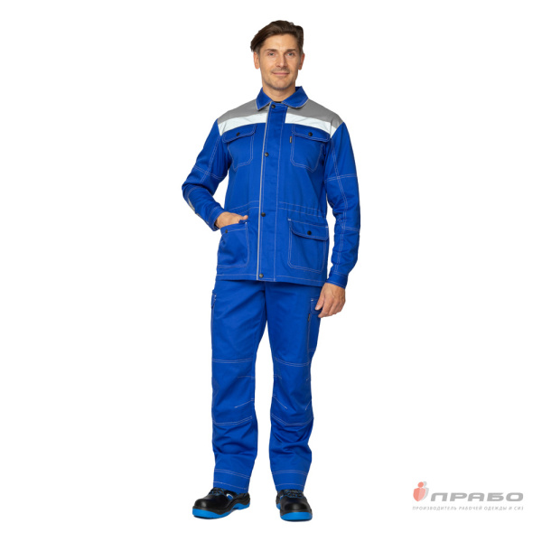 Куртка мужская летняя "Эко-Труд" василёк/светло-серый