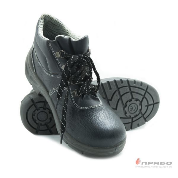 Ботинки кожаные "Олимп" с подошвой ПУ чёрные