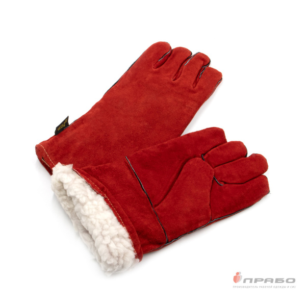 Краги спилковые пятипалые "Трек" утеплённые (искусственный мех)