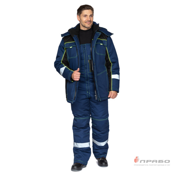 Костюм мужской утеплённый "Бренд К" тёмно-синий/чёрный
