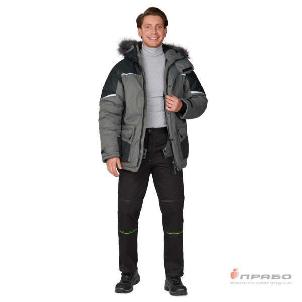 Куртка мужская утеплённая "Сюрвейер" тёмно-серый/чёрный