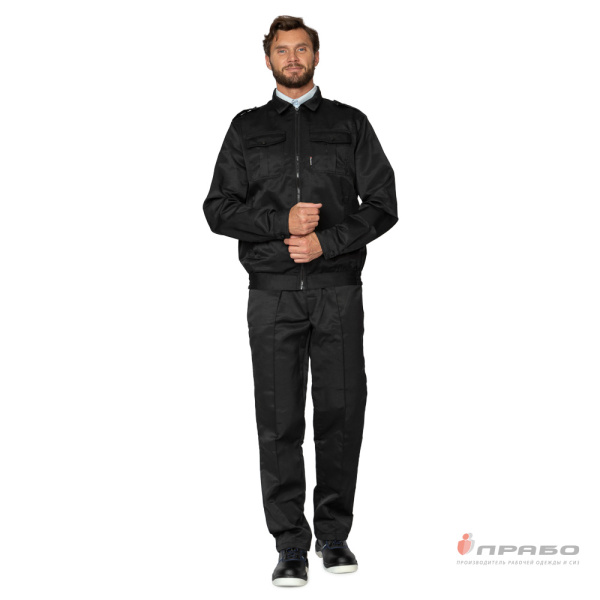 Костюм мужской "Альфа" чёрный (куртка и брюки) для охранников