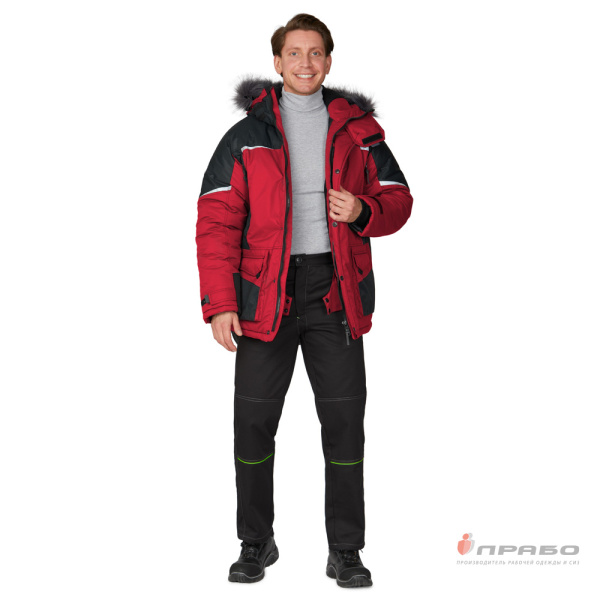 Куртка мужская утеплённая "Сюрвейер" красный/чёрный