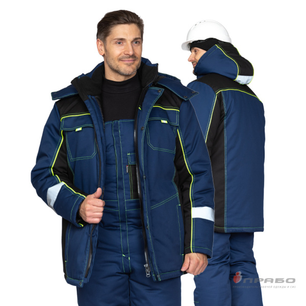 Костюм мужской утеплённый "Бренд К" тёмно-синий/чёрный