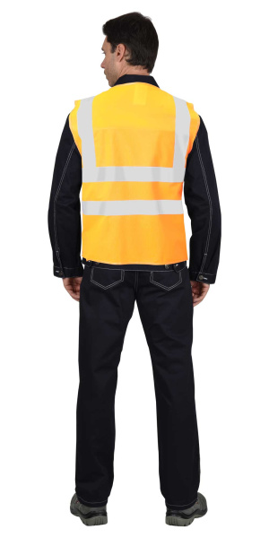 Жилет сигнальный SIRIUS кл.2, 4 СОП (трик.120 гр/м2, карманы) оранжевый (ЧЗ)