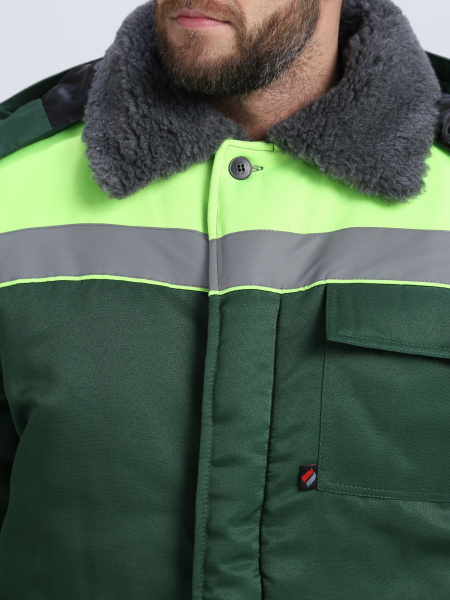 Костюм зимний Труженик-Ультра СОП (тк.Смесовая,210) брюки, т.зеленый/лимонный