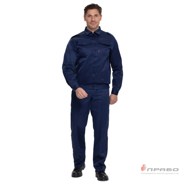 Костюм мужской "Альфа" синий (куртка и брюки) для охранников