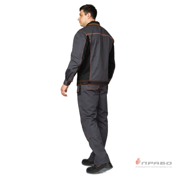 Костюм мужской "Бренд 2 2020" тёмно-серый/чёрный (куртка и полукомбинезон)