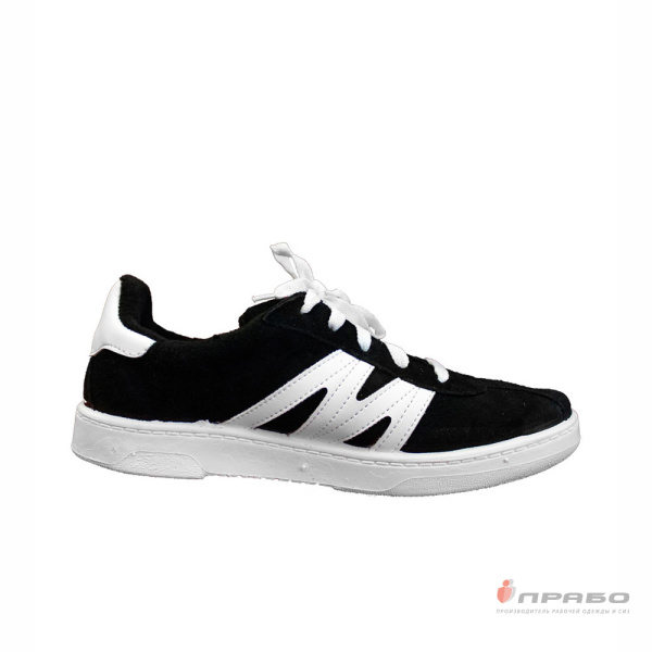 Кроссовки замшевые универсальные с ПВХ-подошвой чёрные с белой подошвой