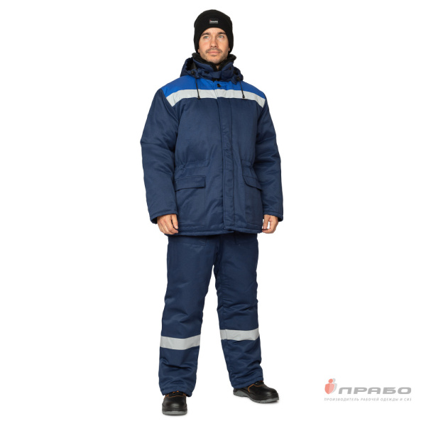 Куртка мужская утеплённая "Бригадир-М СОП" тёмно-синий/василёк