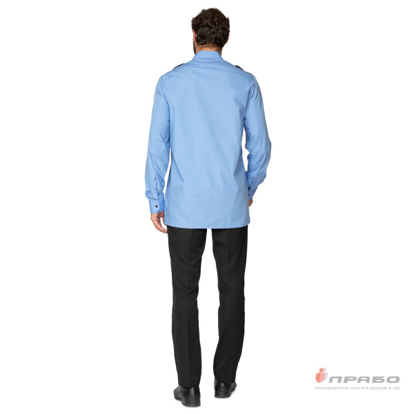 Рубашка охранника с длинными рукавами голубая/тёмно-синяя